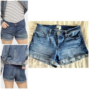 J. Crew Blue Jean Shorts with Cuffed Hem - Size 26